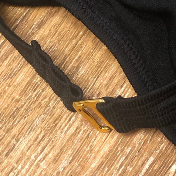 Shade & Shore Black Ruched Ribbed Bralette Bikini Top Size Large - Picture 9 of 11